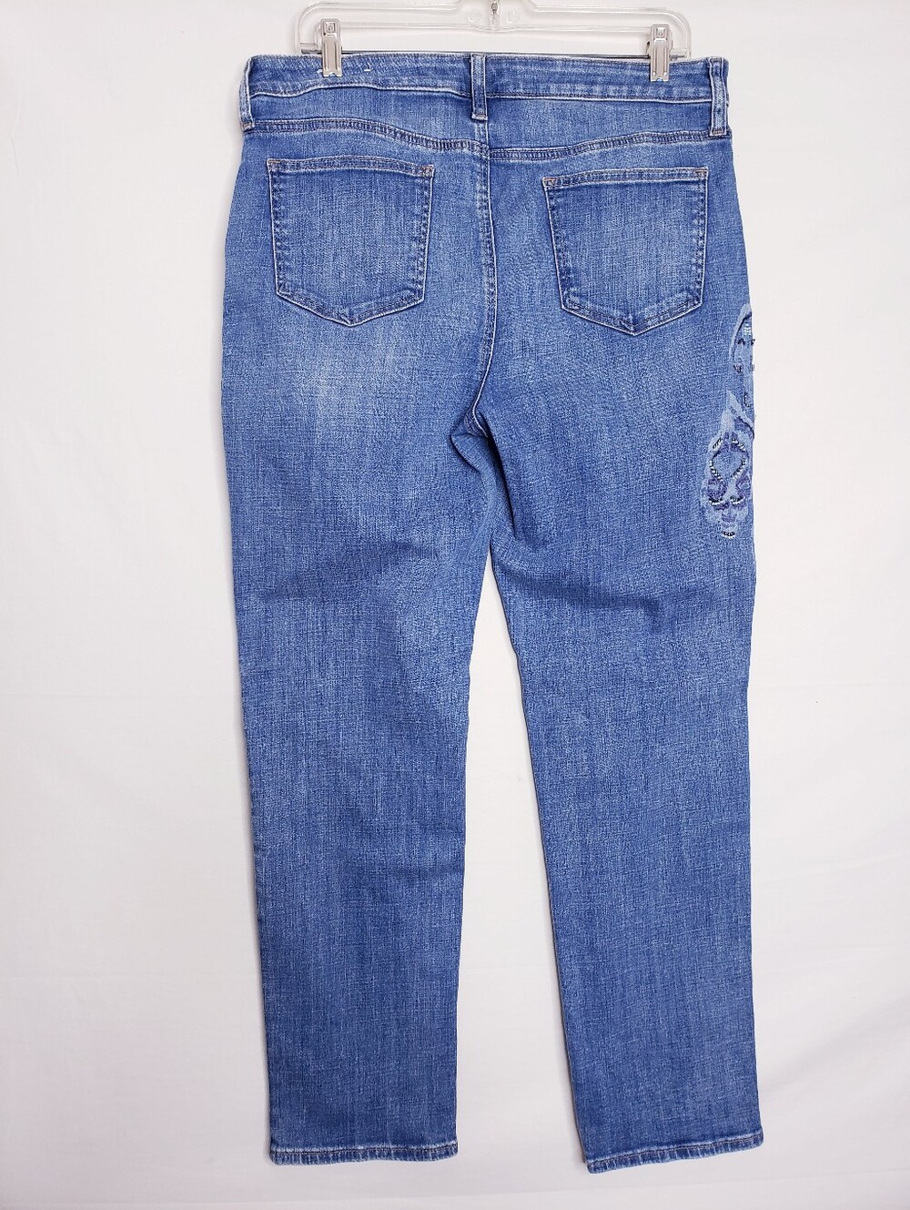 Chico's Beaded So Slimming Girlfriend Slim Leg Ankle Jeans Women's Size 12 - Picture 6 of 12